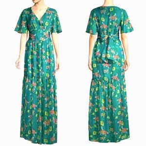 Turquoise Floral Chiffon Maxi Dress Eywasouls Malibu